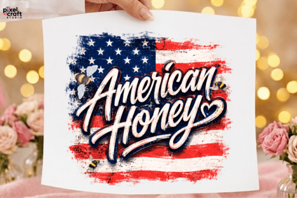 American Honey Patriotic Bee PNG for Summer Style