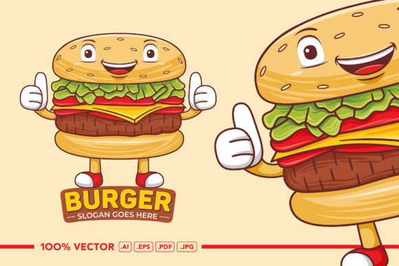 Burger Mascot Logo Vector Graphic: A Design Asset