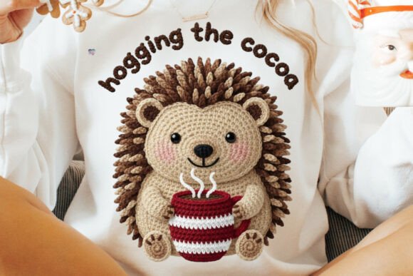 Cozy Crochet Yarn Christmas Hedgehog PNG for Crafts