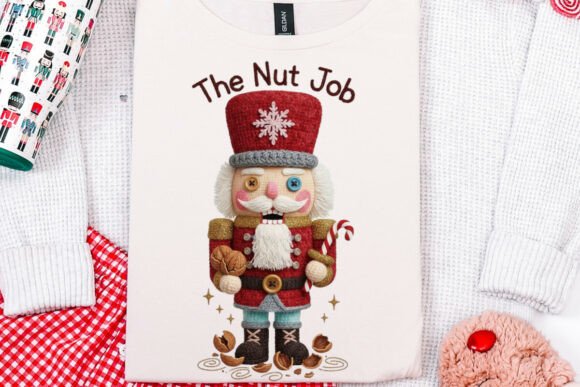 Nut Job Funny Nutcracker Crochet PNG: Hilarious Holiday Design