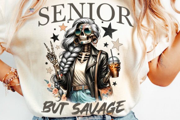 Retired Senior but Savage PNG Skeleton: Bold Clipart for Sassy Designs