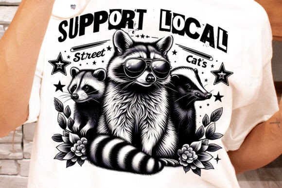 Support Your Local Street Cats PNG: Creative Design Asset