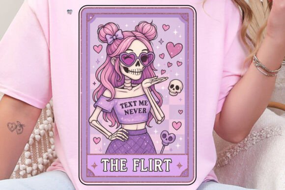 The Flirt Tarot Card PNG Goth Skeleton